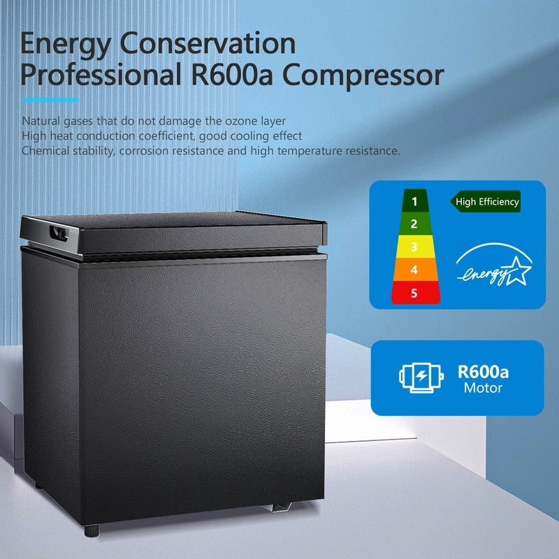 1.8 Cu.Ft Chest Freezer with Removable Basket, Bottom Drain, 7-Level Thermostat, Freestanding Design for Home and Apartment