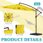 10 ft Steel Crank-lift Cantilever Umbrella With Weighted Base