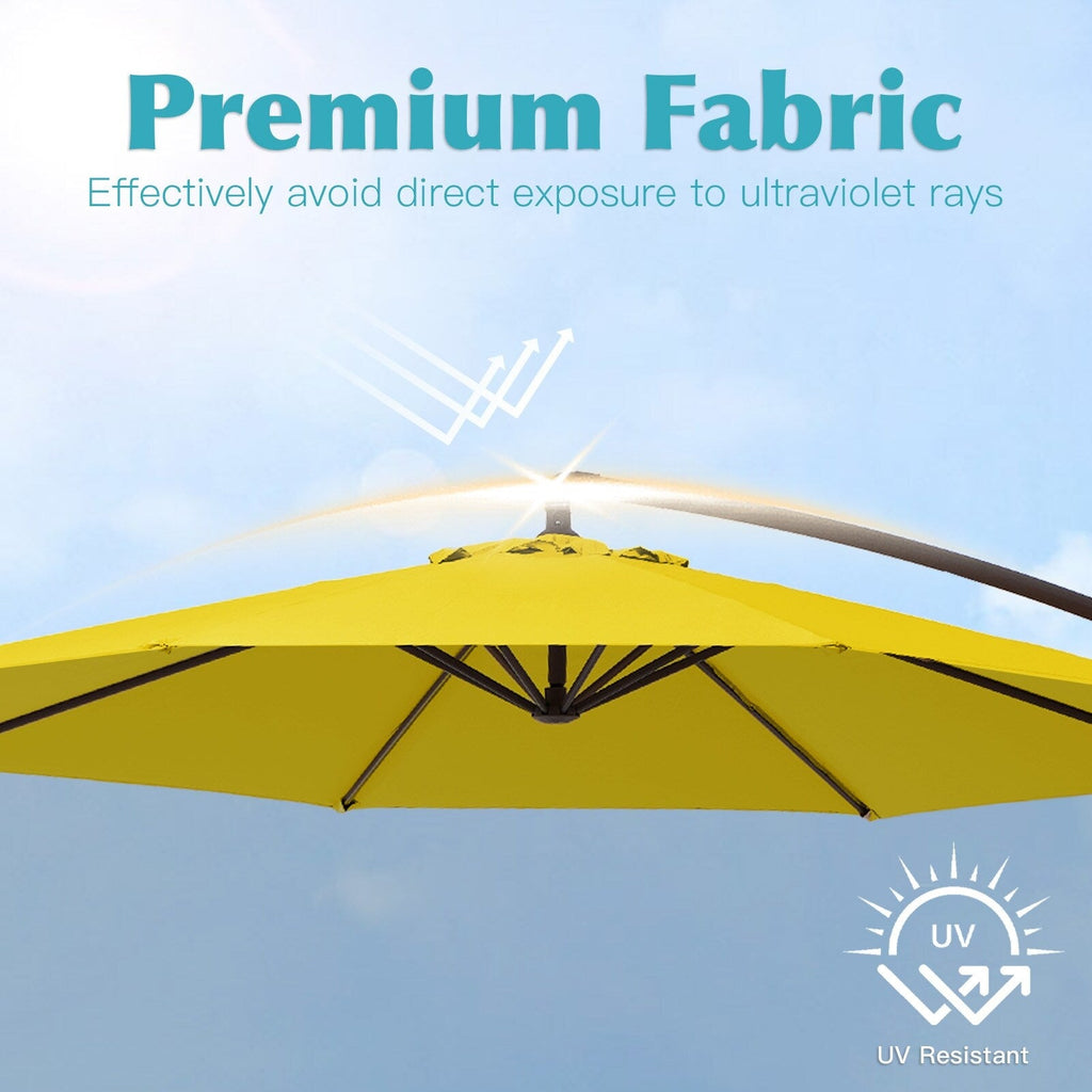 10 ft Steel Crank-lift Cantilever Umbrella With Weighted Base