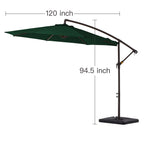 10 ft Steel Crank-lift Cantilever Umbrella With Weighted Base