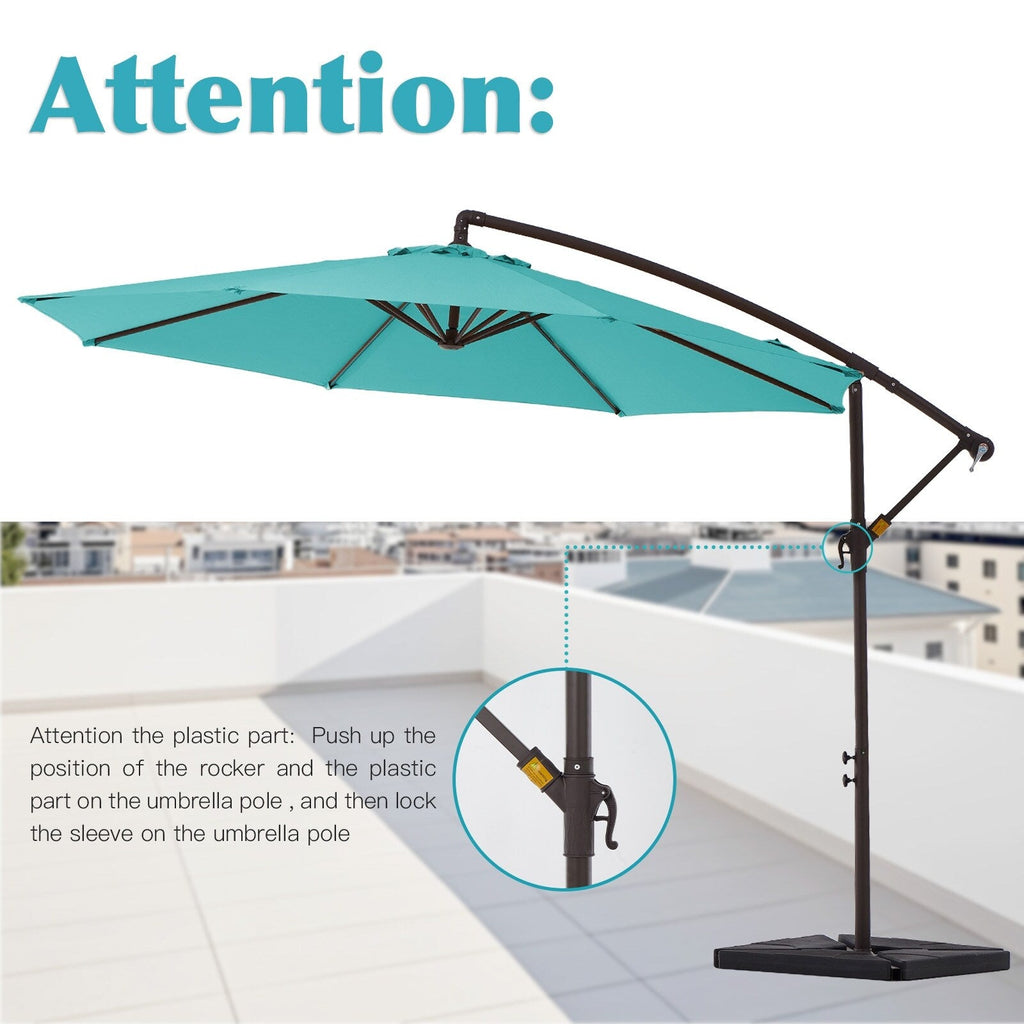 10 ft Steel Crank-lift Cantilever Umbrella With Weighted Base