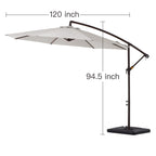 10 ft Steel Crank-lift Cantilever Umbrella With Weighted Base