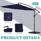 10 ft Steel Crank-lift Cantilever Umbrella With Weighted Base