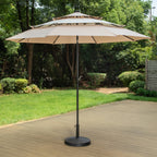 MAISON ARTS 10ft 3 Tier Auto-tilt Patio Umbrella Outdoor Double Vented Umbrella with LED Lights
