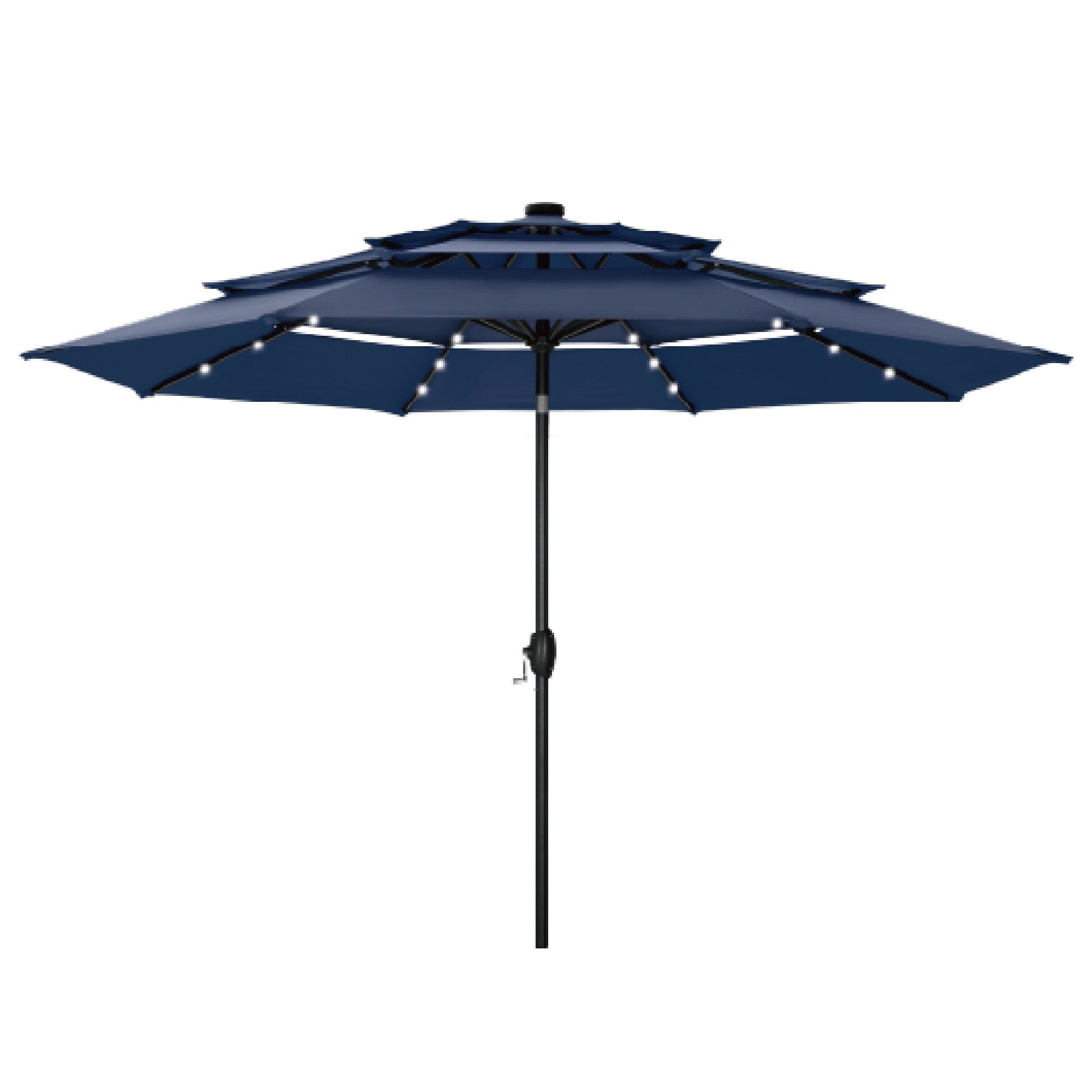 MAISON ARTS 10ft 3 Tier Auto-tilt Patio Umbrella Outdoor Double Vented Umbrella with LED Lights