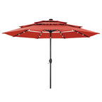 MAISON ARTS 10ft 3 Tier Auto-tilt Patio Umbrella Outdoor Double Vented Umbrella with LED Lights