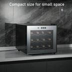 12- Bottle Wine Cooler Refrigerator,Mini Wine Cellars(54-66°F),Countertop Wine Cooler with Digital Temperature Control