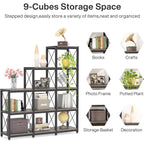 12 Shelves Ladder Bookshelf, Industrial Corner Bookshelf