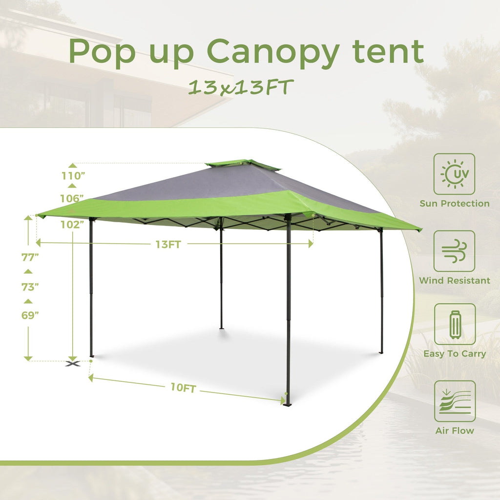 13' x 13' Outdoor Canopy Patio Gazebo Reinforced garden Pop-up Canopy Tentwith Elegant Corner Curtain - 13x13ft
