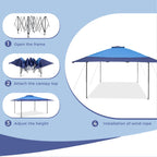13' x 13' Outdoor Canopy Patio Gazebo Reinforced garden Pop-up Canopy Tentwith Elegant Corner Curtain - 13x13ft