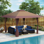 13' x 13' Outdoor Canopy Patio Gazebo Reinforced garden Pop-up Canopy Tentwith Elegant Corner Curtain - 13x13ft