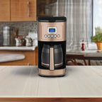 14-Cup Programmable Coffee Maker, Glass Carafe, Brew Strength Control, 1-4 Cup Setting, Copper
