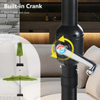 MAISON ARTS 15-foot Rectangular Crank Double-sided Outdoor Market Umbrella Solar LED Lighted Patio Umbrella with Base Included