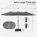 MAISON ARTS 15ft Double-Sided Patio Extra Large Twin Umbrella with Base Included