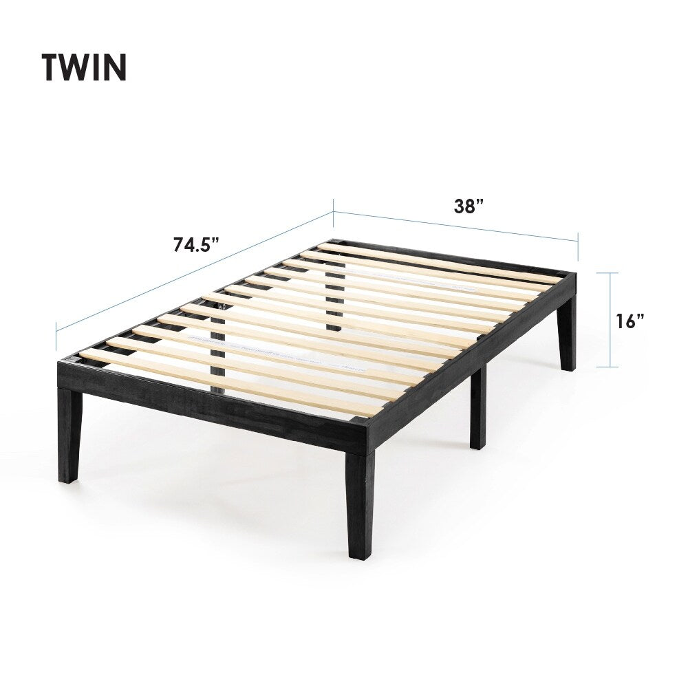 16 Inch Classic Solid Wood Platform Bed Frame in Multiple Finishes