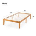 16 Inch Classic Solid Wood Platform Bed Frame in Multiple Finishes