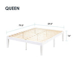 16 Inch Classic Solid Wood Platform Bed Frame in Multiple Finishes