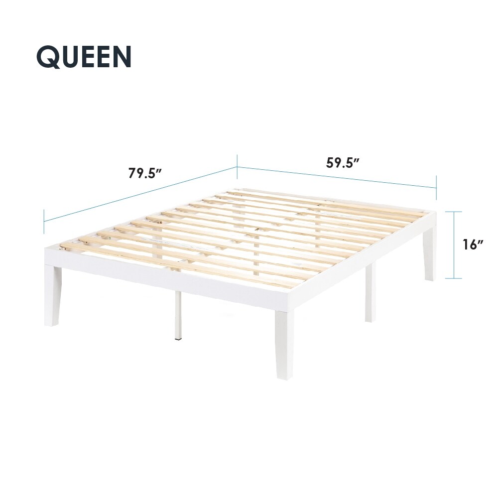 16 Inch Classic Solid Wood Platform Bed Frame in Multiple Finishes