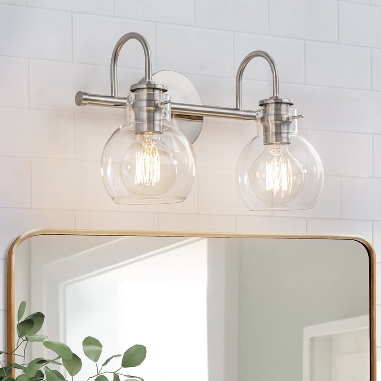 2/3 Light Bathroom Vanity Light Wall Sconce with Glass Shade