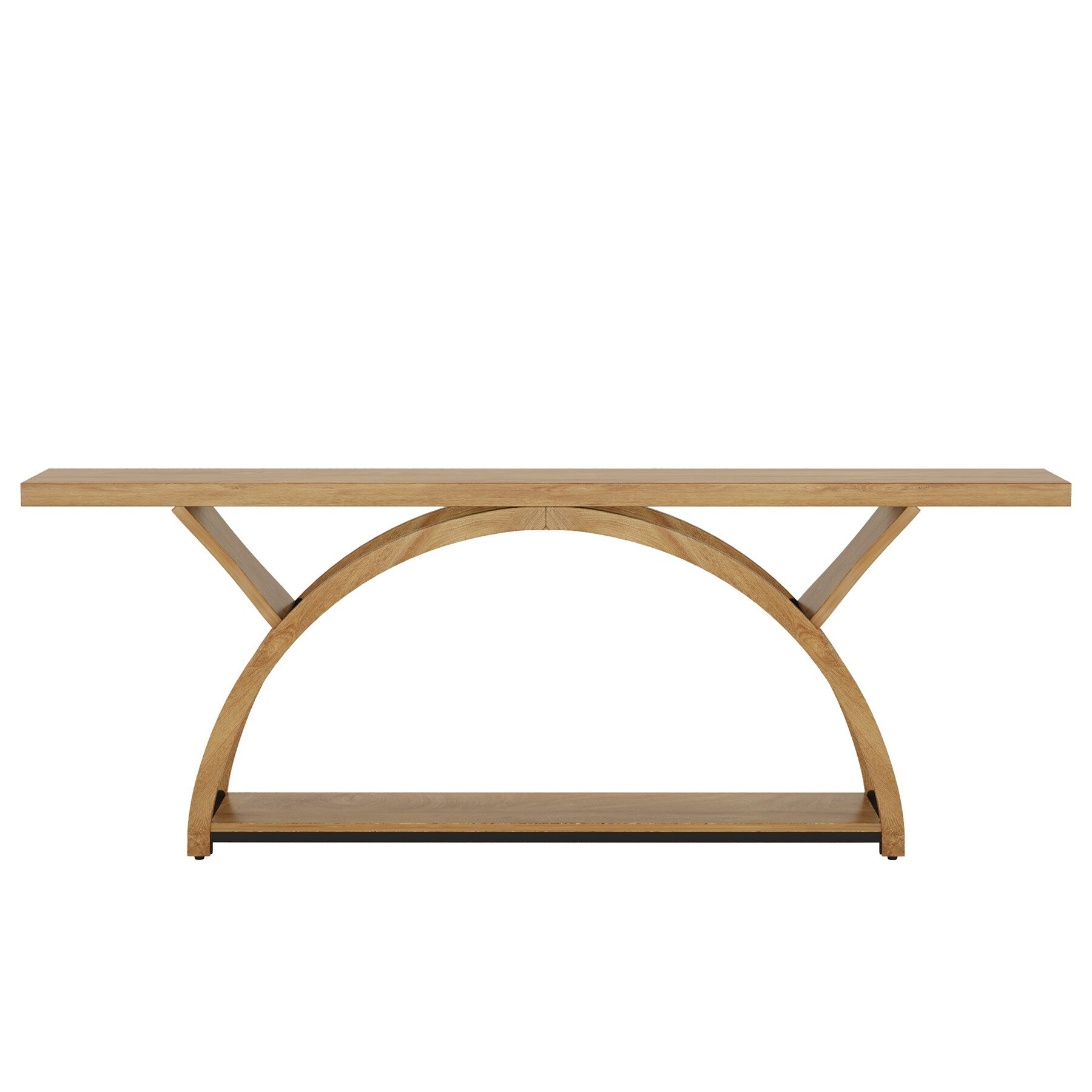 2-Tier Narrow Long Console Sofa Table with Semi-Circular Frame for Entryway,Gray Hallway Accent Tables