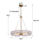 23.6 in. Modern Gold Crystal Chandelier 6-Light Glam Drum Pendant Light for Kitchen Island Dining Room
