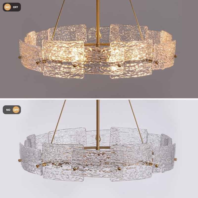 23.6 in. Modern Gold Crystal Chandelier 6-Light Glam Drum Pendant Light for Kitchen Island Dining Room