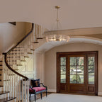 23.6 in. Modern Gold Crystal Chandelier 6-Light Glam Drum Pendant Light for Kitchen Island Dining Room