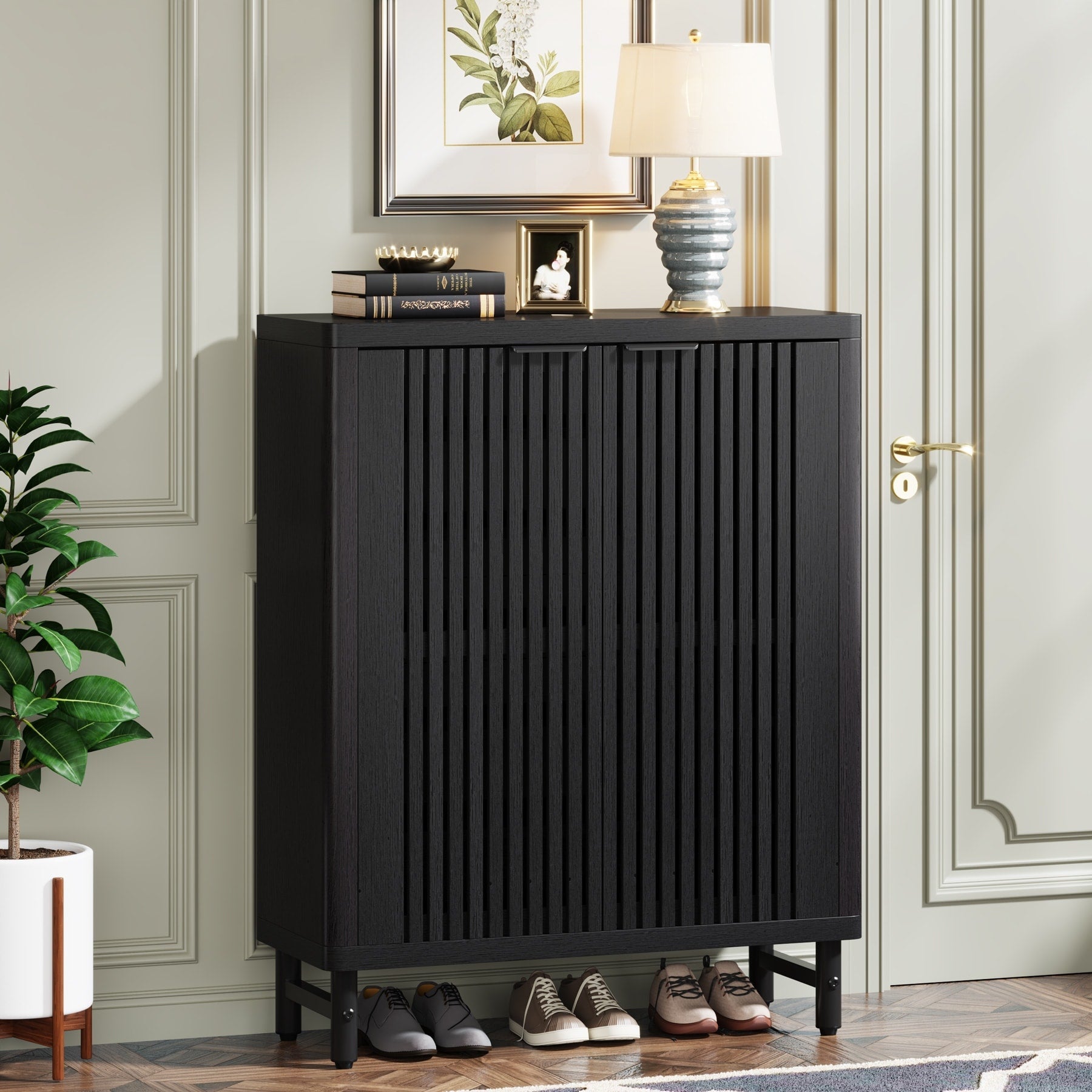 24 Pairs Shoe Storage Cabinet with Door for Entryway Living Room