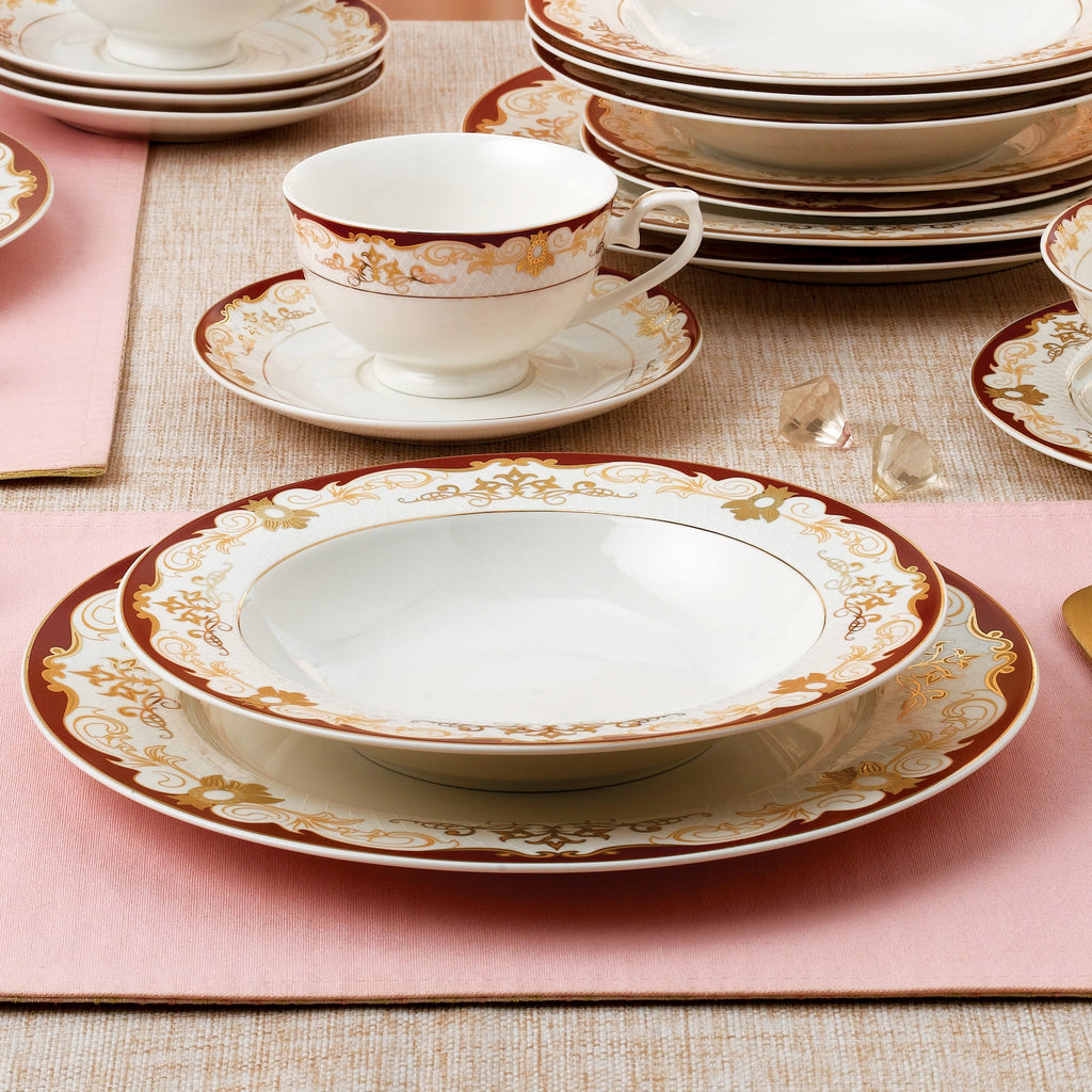 24 Piece Dinnerware Set-Bone China, Service for 4 by Lorren Home Trends