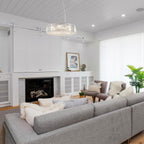 24.8 in. 8-Light Farmhouse Chandelier, Crystal Chandelier, Drum Chandelier for Dining Room Living Room Bedroom Kitchen