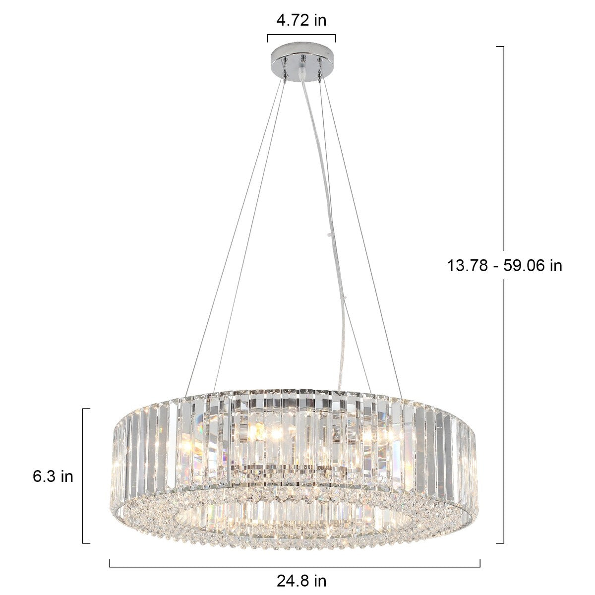 24.8 in. 8-Light Farmhouse Chandelier, Crystal Chandelier, Drum Chandelier for Dining Room Living Room Bedroom Kitchen