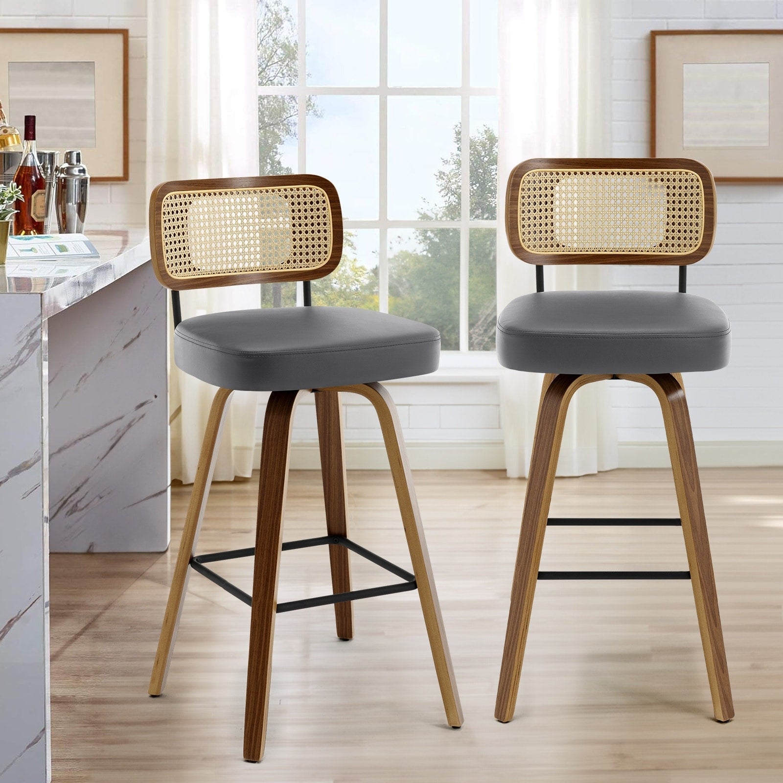 26/29 Swivel Bar Stools/ Counter Stools with Bentwood Legs