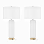 28 Ceramic USB White Table Lamp Set (Set of 2)