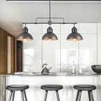 3-Light Industrial Farmhouse Dome Pendant Metal Linear Kitchen Island Pendant Light Oil Rubbed Bronze Finish