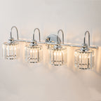 3/4-Light Modern Glam Linear Dimmable Crystal Bathroom Vanity Lights Over Mirror