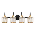 3/4-Light Modern Glam Linear Dimmable Crystal Bathroom Vanity Lights Over Mirror