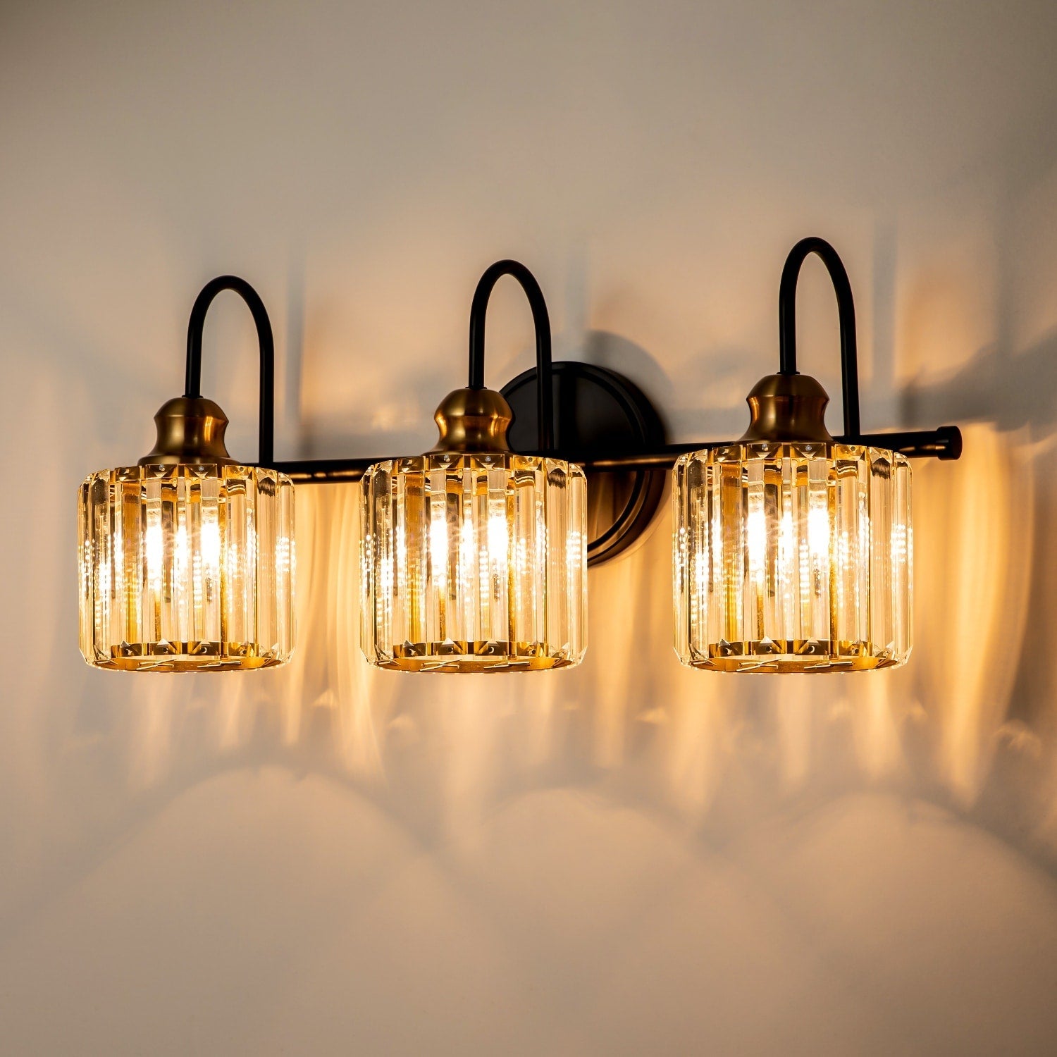 3/4-Light Modern Glam Linear Dimmable Crystal Bathroom Vanity Lights Over Mirror