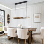 3/5-Light Integrated LED Linear Wood Chandelier Kitchen Island Pendant Light