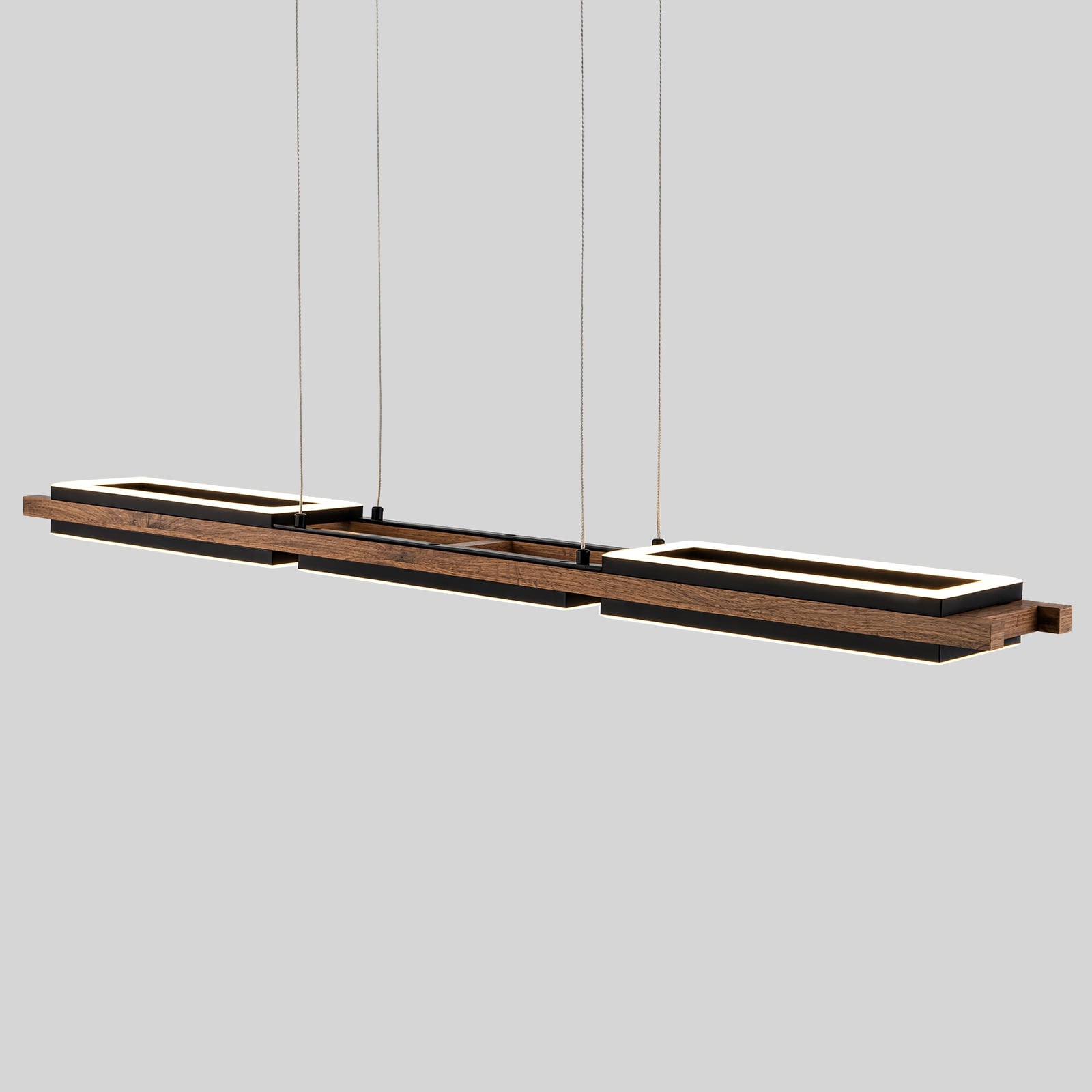 3/5-Light Integrated LED Linear Wood Chandelier Kitchen Island Pendant Light