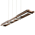 3/5-Light Integrated LED Linear Wood Chandelier Kitchen Island Pendant Light
