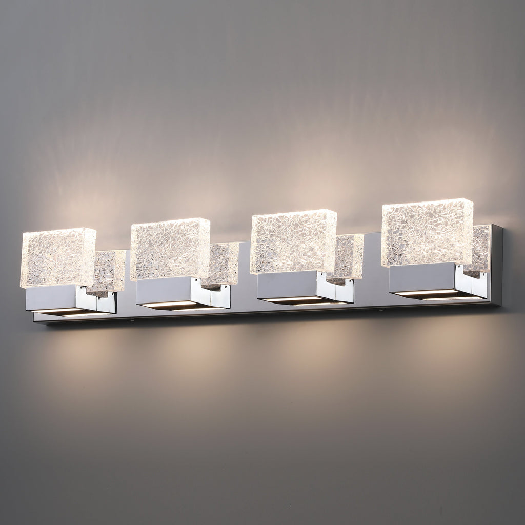 C Cattleya Stainless Steel 3000K Integrated LED Vanity Light with Art Glass Shades - Chrome