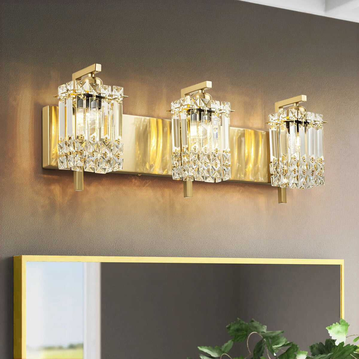 3-Light Modern Glam Bathroom Vanity Lights Crystal Wall Sconce Light for Mirror