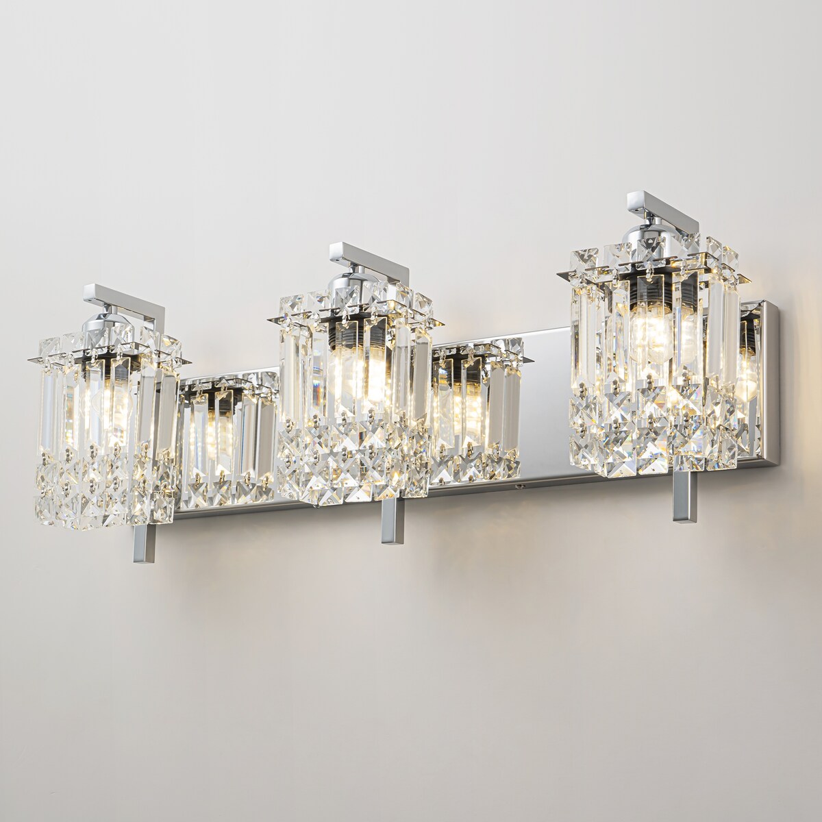 3-Light Modern Glam Bathroom Vanity Lights Crystal Wall Sconce Light for Mirror