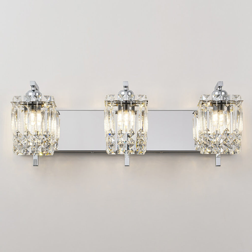 3-Light Modern Glam Bathroom Vanity Lights Crystal Wall Sconce Light for Mirror
