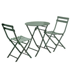 3-Piece Minimalist Patio Bistro Set of Foldable Round Table & Chairs - 3-Piece-Patio-Bistro-Set