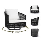 3-Piece Outdoor Swivel Lounge Chair Set Barrel Chairs for Backyard