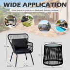 3 Piece Outdoor Wicker Conversation Bistro Set, All-Weather Rattan Furniture Patio Chairs Set with Cushions