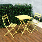 3 Piece Patio Minimalist Bistro Set Foldable Square Table & Chairs - 3-Piece