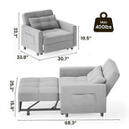 3-in-1 Adjustable Sleeper Sofa Bed, Pull Out Chair Sofa, Convertible Folding Bed for Living Room