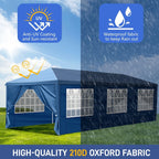 30x10FT Pop-up Oxford Cloth With 8 Sandbags and 8 Sidewalls With Tugboat Bag Canopy Gazebo - 30x10x8.8FT(WDH)